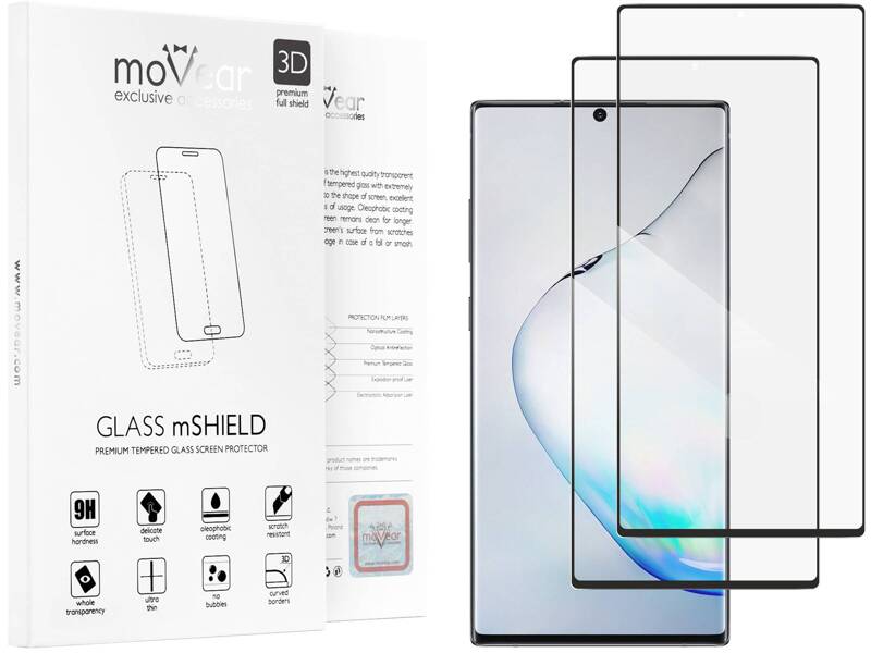 2 pcs. | moVear GLASS mSHIELD 3D for Samsung Galaxy Note 10+ (Plus) (6.8") (full screen protection)