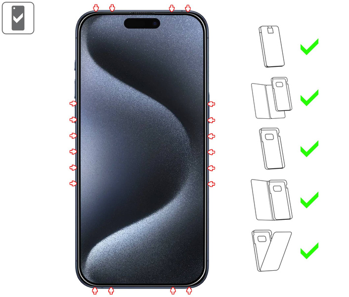 2 pcs. | moVear mBOX GLASS mSHIELD 2.5D MAX MATT for Apple iPhone 15 Pro Max (6.7") (case friendly, Anti-reflective, with Applicator)