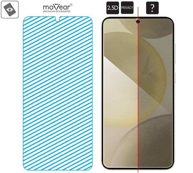 2 pcs. | moVear mBOX GLASS mSHIELD 2.5D privacy for Samsung Galaxy S24+ (Plus) (6.7") (Anti spy, with Applicator)