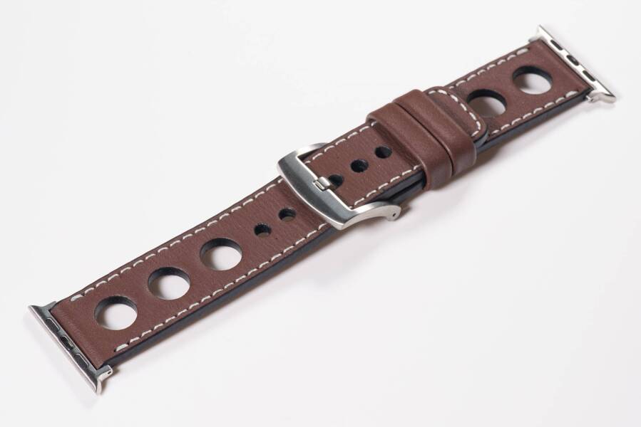 Leather watch strap