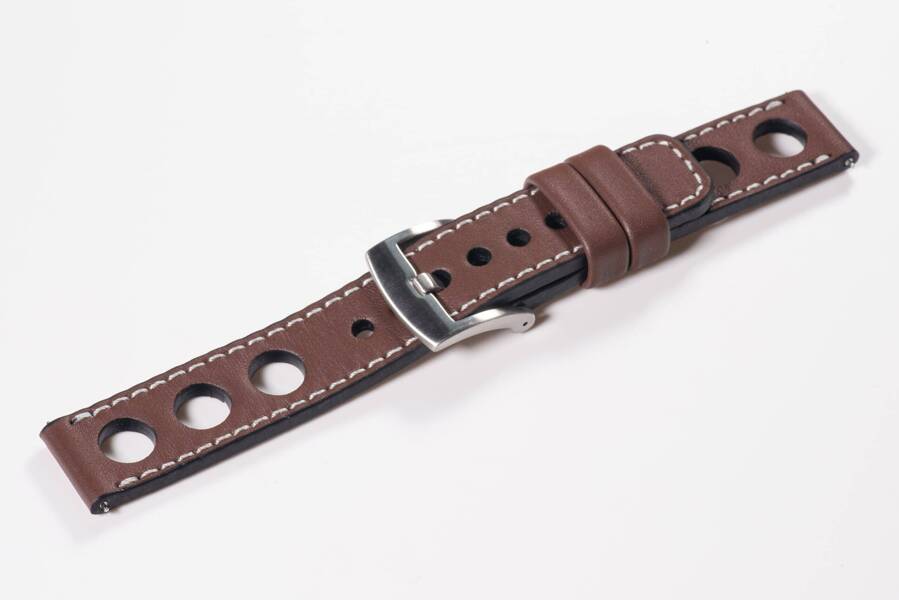 Leather watch strap