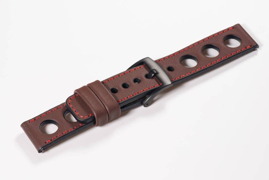 Leather watch strap