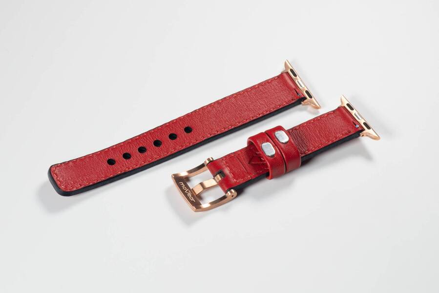 Leather watch strap