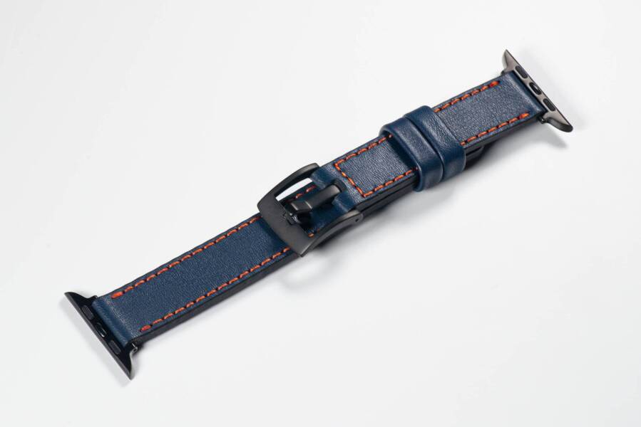 Leather watch strap