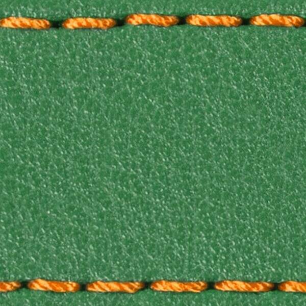 Strap C1 18mm | Green / Orange thread | Leather parts without buckle