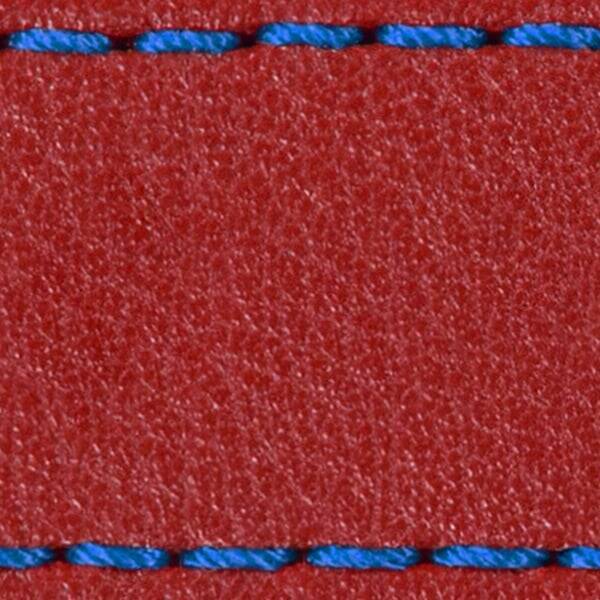 Strap C1 18mm | Scarlet red / Blue thread | Leather parts without buckle