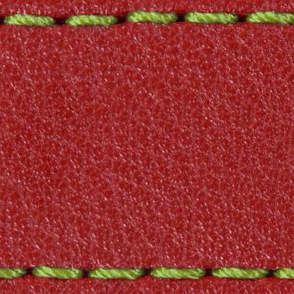 Strap C1 18mm | Scarlet red / Lime thread | Leather parts without buckle