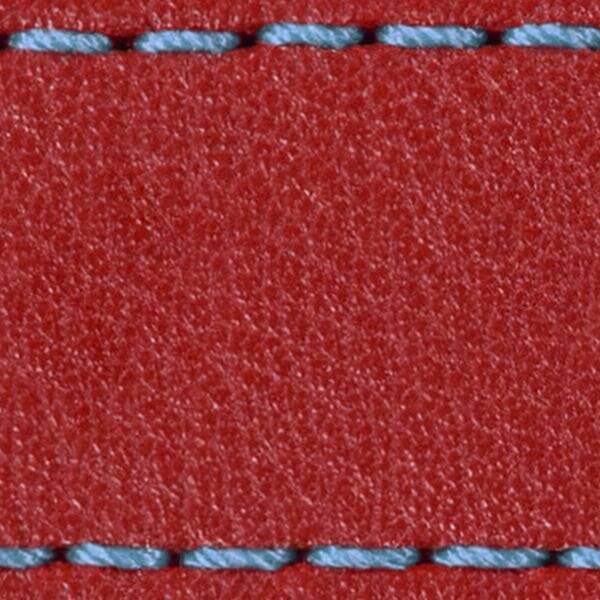 Strap C1 18mm | Scarlet red / Sky blue thread | Leather parts without buckle