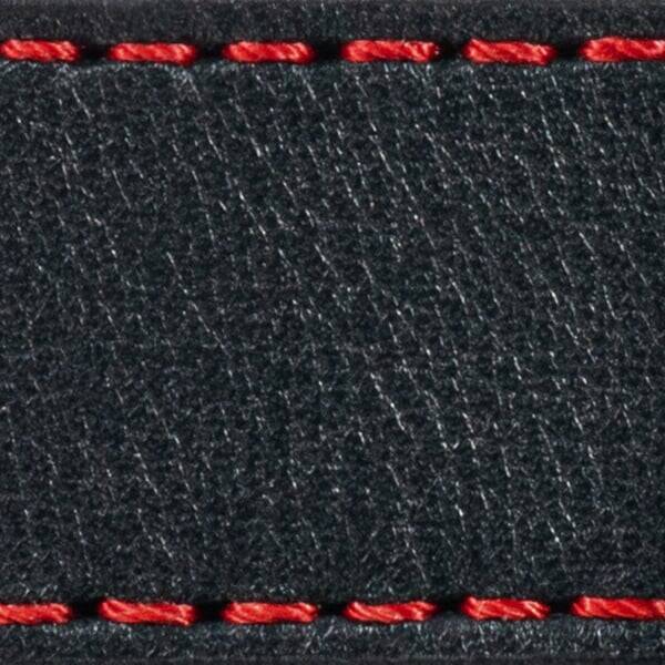 Strap C1 20mm | Black / Red thread | Leather parts without buckle