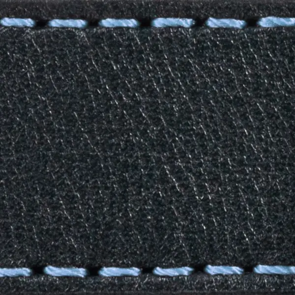 Strap C1 20mm | Black / Sky blue thread | Leather parts without buckle