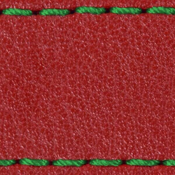 Strap C1 20mm | Scarlet red / Green thread | Leather parts without buckle