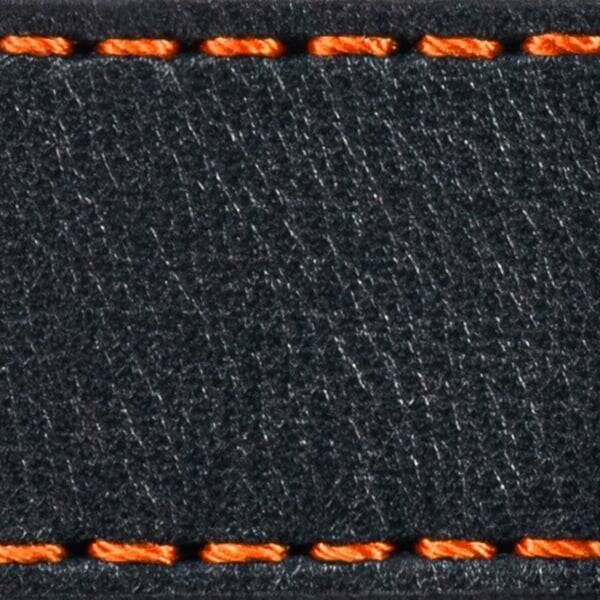 Strap C1 22mm | Black / Dark Orange thread | Leather parts without buckle