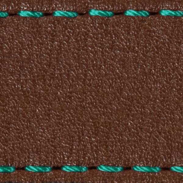 Strap C1 22mm | Dark brown / Turquoise thread | Leather parts without buckle