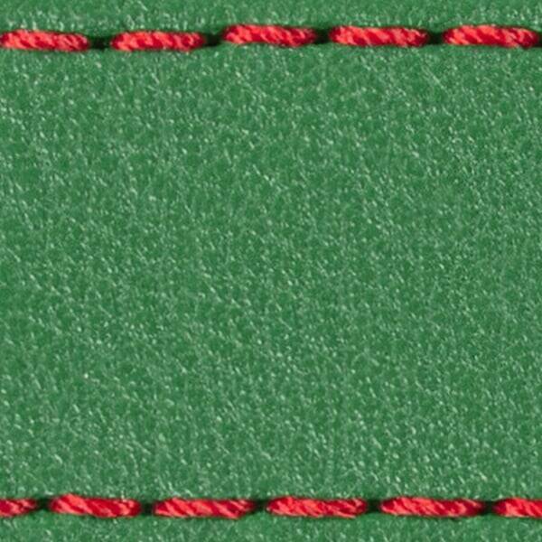 Strap C1 22mm | Green / Red thread | Leather parts without buckle