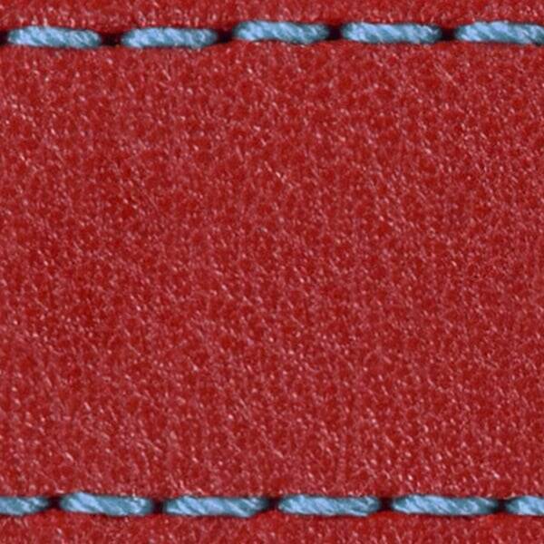 Strap C1 22mm | Scarlet red / Sky blue thread | Leather parts without buckle