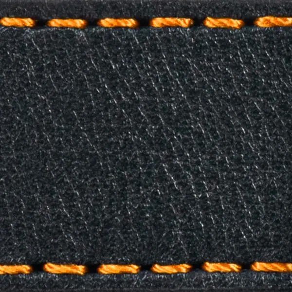 Strap C1 24mm | Black / Orange thread | Leather parts without buckle