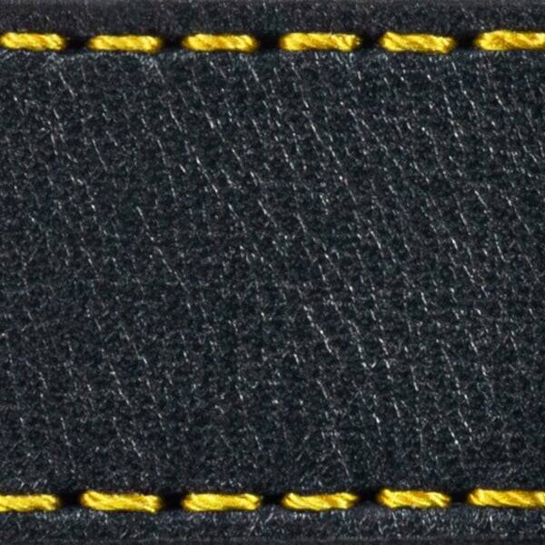 Strap C1 24mm | Black / Yellow thread | Leather parts without buckle
