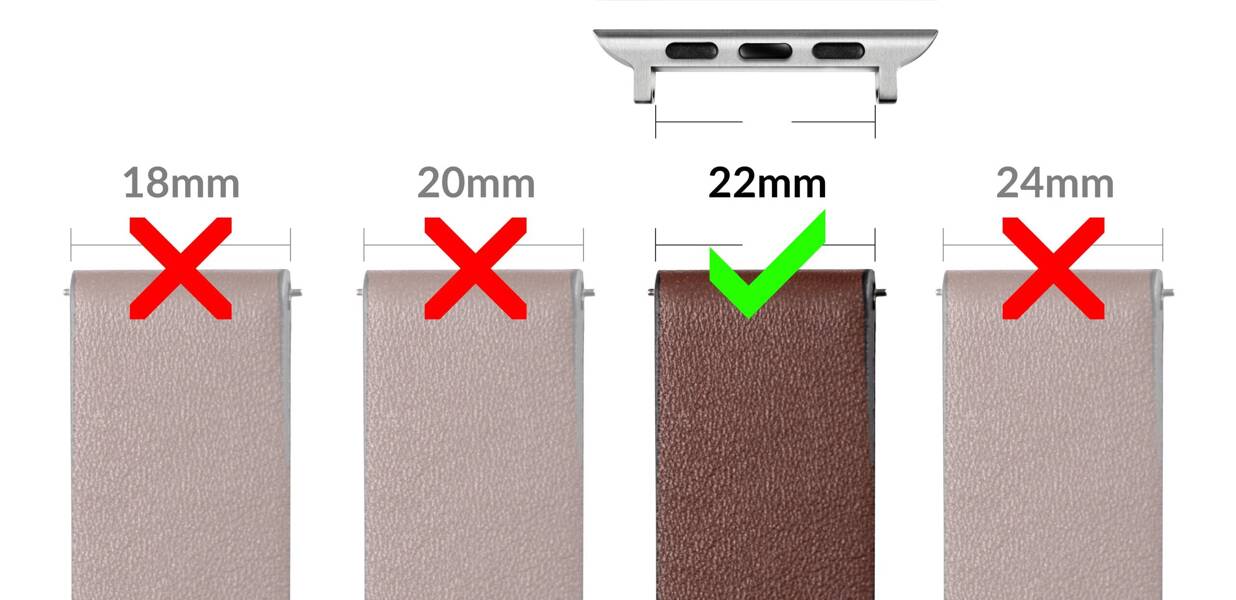 moVear | 22mm watch strap adapter for Apple Watch 9/8/7/6/SE/5/4/3/2/1 (45/44/42mm) & Ultra (49mm) | Silver, Stainless steel