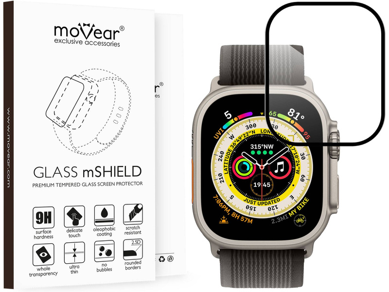 moVear GLASS mSHIELD 2.5D MAX for Apple Watch Ultra (49mm) (1.92") (case friendly)