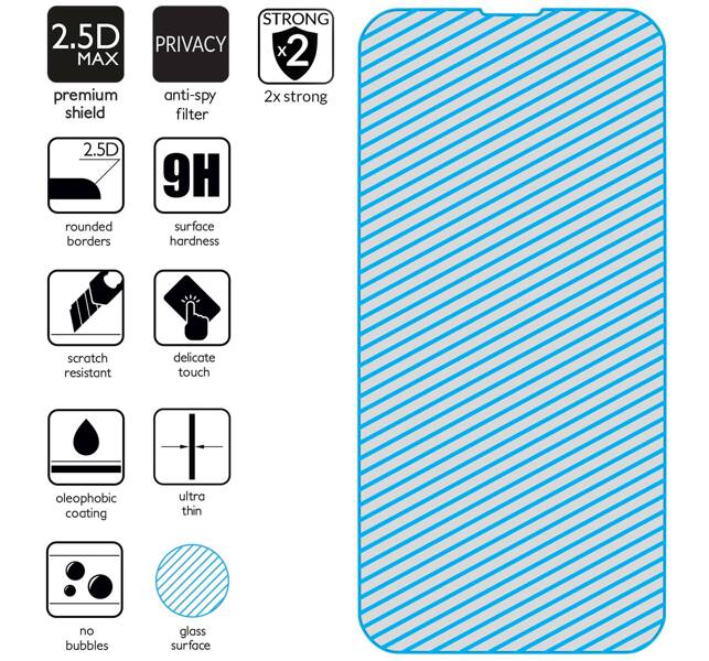 moVear GLASS mSHIELD 2.5D MAX privacy for Apple iPhone 14 / 13 / 13 Pro [ROZMIAR_EKRAN] | (Privatizing, case friendly)