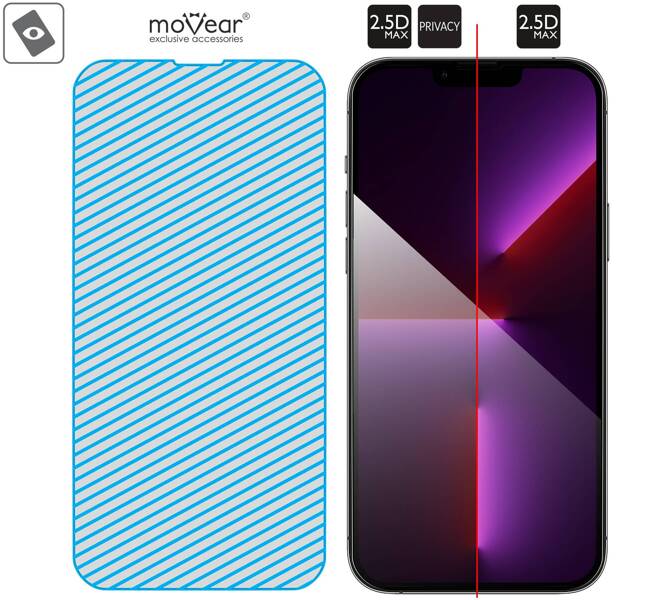 moVear GLASS mSHIELD 2.5D MAX privacy for Apple iPhone 14 Plus / 13 Pro Max [ROZMIAR_EKRAN] | (Privatizing, case friendly)