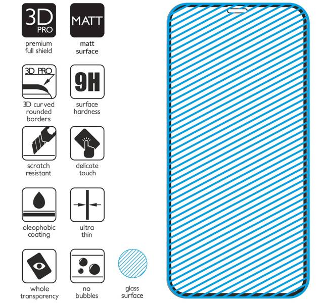 moVear GLASS mSHIELD 3D PRO MATT for Apple iPhone 11 Pro Max / Xs Max (6.5") | (Anti-reflective)