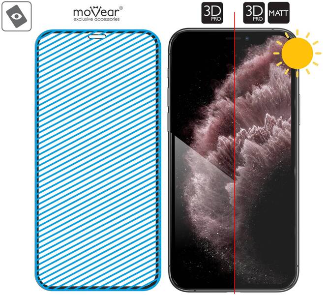 moVear GLASS mSHIELD 3D PRO MATT for Apple iPhone 11 Pro Max / Xs Max (6.5") | (Anti-reflective)