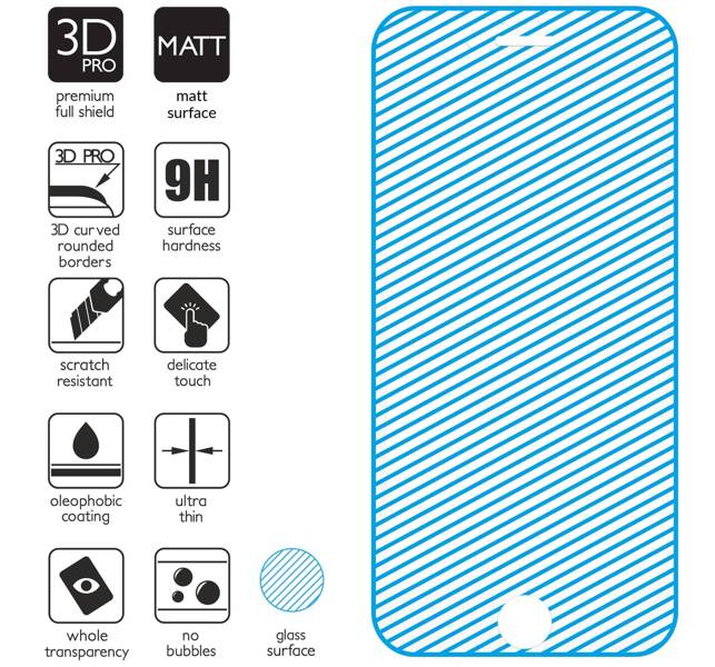 moVear GLASS mSHIELD 3D PRO MATT for Apple iPhone 6 Plus / 6s Plus (5.5") | (Anti-reflective)