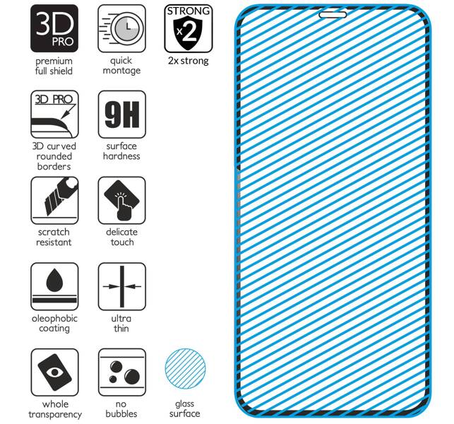 moVear GLASS mSHIELD 3D PRO for Apple iPhone 11 Pro Max / Xs Max (6.5") (full screen protection)