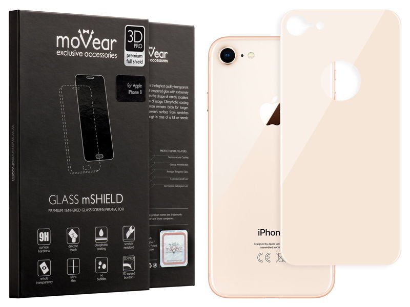 moVear GLASS mSHIELD 3D PRO for Apple iPhone 8 | Tempered Glass screen protector (Back only)