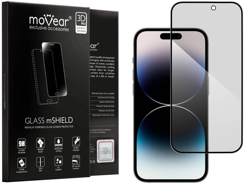 moVear GLASS mSHIELD 3D PRO privacy for Apple iPhone 14 Pro (6.1") | (Privatizing)