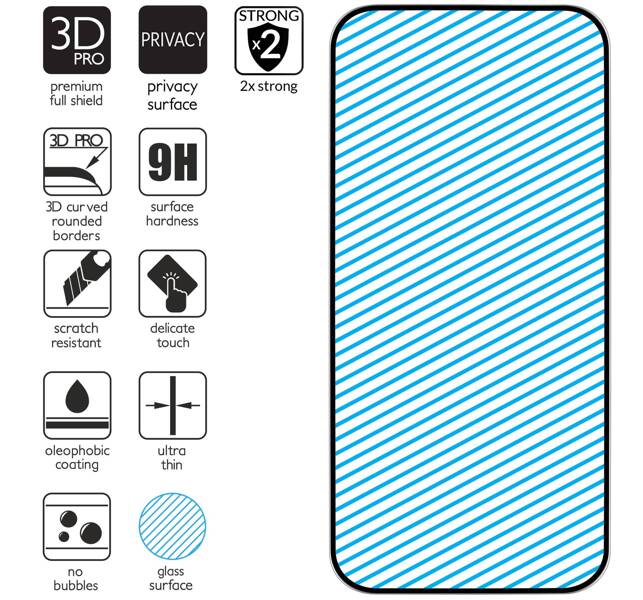 moVear GLASS mSHIELD 3D PRO privacy for Apple iPhone 14 Pro (6.1") | (Privatizing)