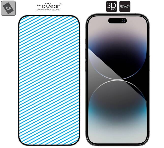 moVear GLASS mSHIELD 3D PRO privacy for Apple iPhone 14 Pro (6.1") | (Privatizing)