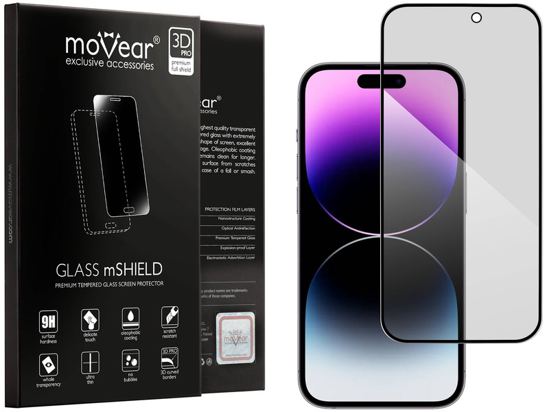 moVear GLASS mSHIELD 3D PRO privacy for Apple iPhone 14 Pro Max (6.7") | (Privatizing)