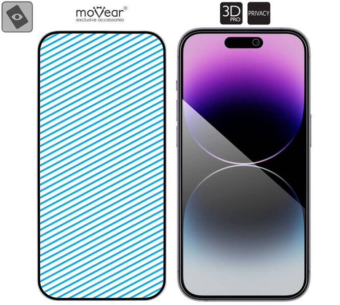 moVear GLASS mSHIELD 3D PRO privacy for Apple iPhone 14 Pro Max (6.7") | (Privatizing)