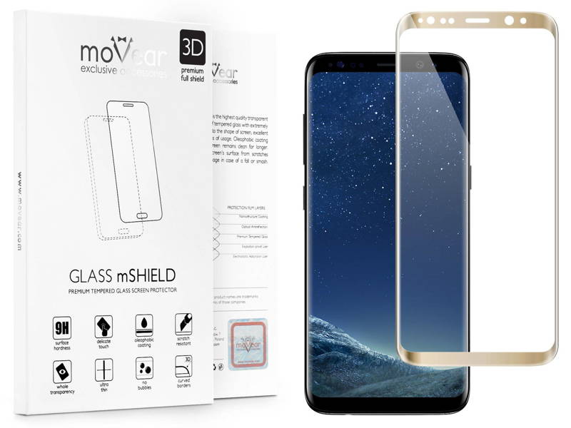 moVear GLASS mSHIELD 3D for Samsung Galaxy S8+ (Plus) | Tempered Glass screen protector full coverage, 9H