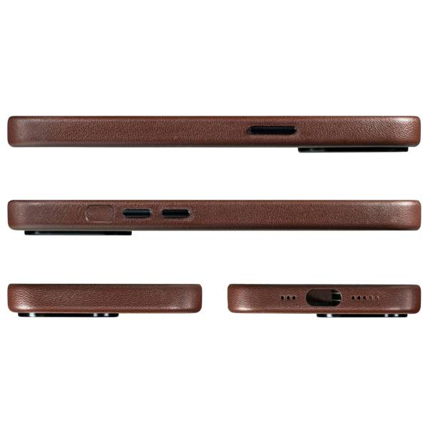 moVear [PRODUCT_MODEL] Leather back cover for Apple iPhone 13 Pro (6.1") | MagSafe compatible, Nappa leather (Dark brown)