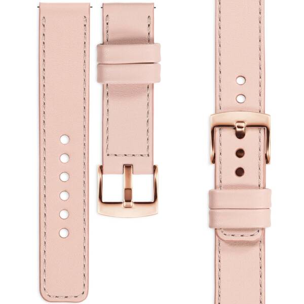 moVear Prestige C1 18mm Flesh pink Leather strap for Huawei Watch GT 4 (41mm) | Flesh pink stitching [sizes XS-XXL and buckle to choose from]