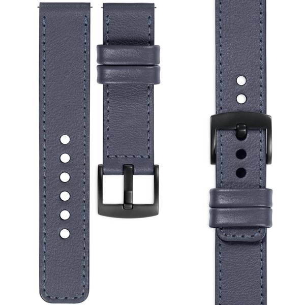 moVear Prestige C1 18mm Steel gray Leather strap for Garmin Vivoactive 4S, Venu 3S/2S, Vívomove 3S | Steel gray stitching [sizes XS-XXL and buckle to choose from]