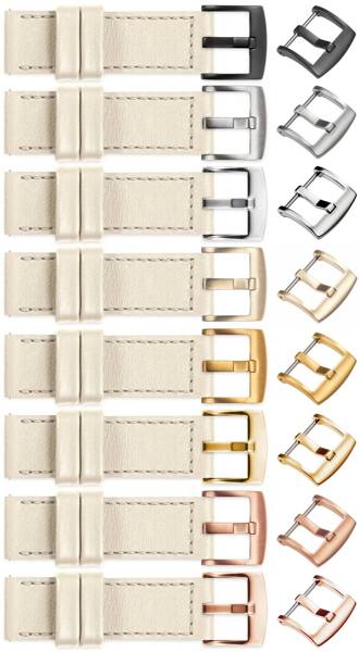 moVear Prestige C1 18mm leather watch strap | Beige, Beige stitching [sizes XS-XXL and buckle to choose from]