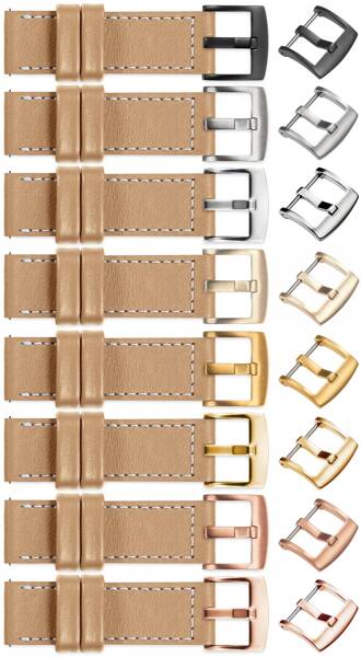 moVear Prestige C1 18mm leather watch strap | Cappuccino, Cappuccino stitching [sizes XS-XXL and buckle to choose from]