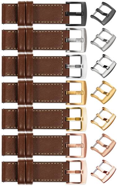 moVear Prestige C1 18mm leather watch strap | Dark brown, Dark brown stitching [sizes XS-XXL and buckle to choose from]