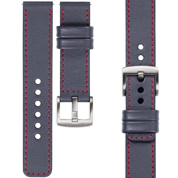 moVear Prestige C1 18mm leather watch strap | Steel gray, Steel gray stitching [sizes XS-XXL and buckle to choose from]