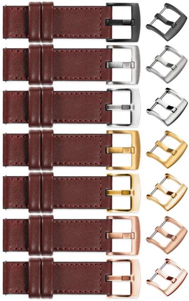 moVear Prestige C1 20mm Auburn Leather strap for Garmin Vivoactive 5/3, Vivomove 3, Venu 2 | Auburn stitching [sizes XS-XXL and buckle to choose from]