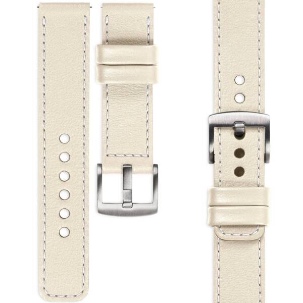 moVear Prestige C1 20mm Beige Leather strap for Huawei Watch GT 3 2 1 / Pro (43/42mm) | Beige stitching [sizes XS-XXL and buckle to choose from]