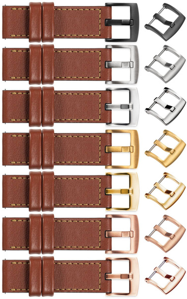 moVear Prestige C1 20mm Brown Leather strap for Garmin Vivoactive 5/3, Vivomove 3, Venu 2 | Brown stitching [sizes XS-XXL and buckle to choose from]