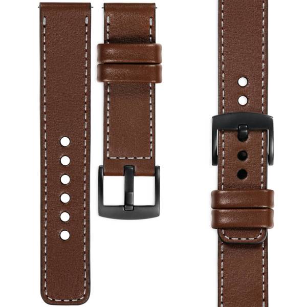 moVear Prestige C1 20mm Dark brown Leather strap for Garmin Vivoactive 5/3, Vivomove 3, Venu 2 | Dark brown stitching [sizes XS-XXL and buckle to choose from]