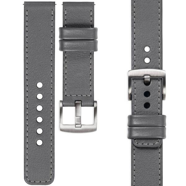 moVear Prestige C1 20mm Gray Leather strap for Huawei Watch GT 3 2 1 / Pro (43/42mm) | Gray stitching [sizes XS-XXL and buckle to choose from]