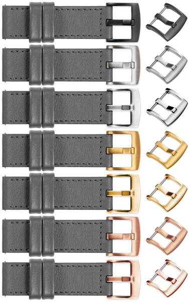 moVear Prestige C1 20mm Gray Leather strap for Samsung Galaxy Watch 7 / 6 / 5 / 4 / 3 & Pro / FE / Classic / Active | Gray stitching [sizes XS-XXL and buckle to choose from]