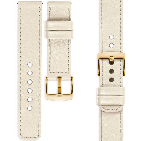 moVear Prestige C1 20mm leather watch strap | Beige, Beige stitching [sizes XS-XXL and buckle to choose from]